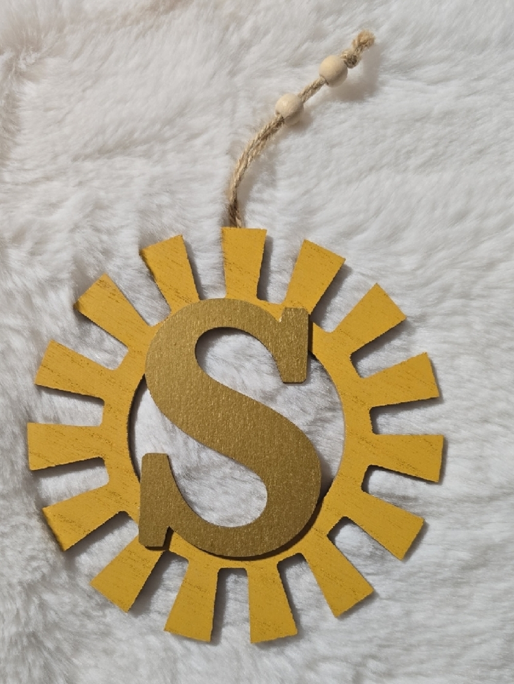 Gold Monogram Letter S Wall Hanging - Decorative Sunburst Initial - Picture 2 of 3
